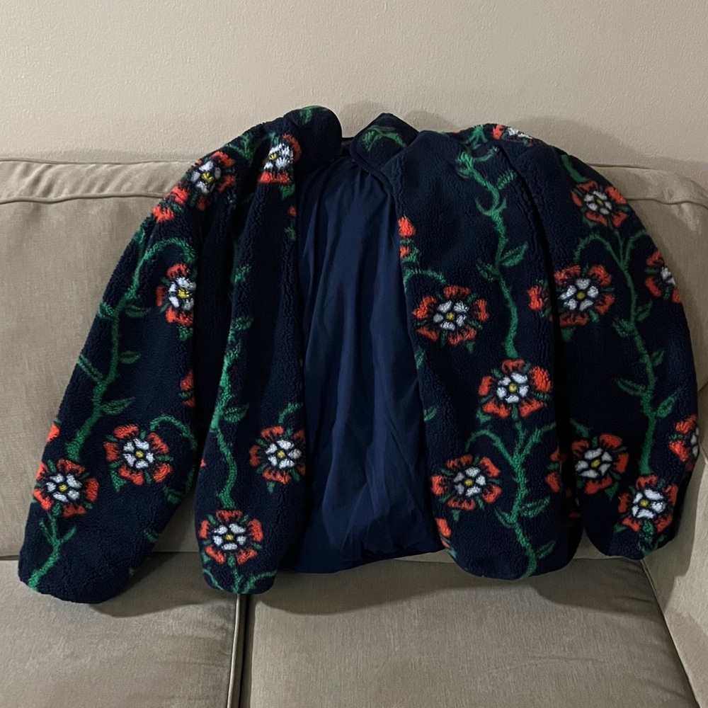 Rowing Blazers Navy Floral Teddy Jacket